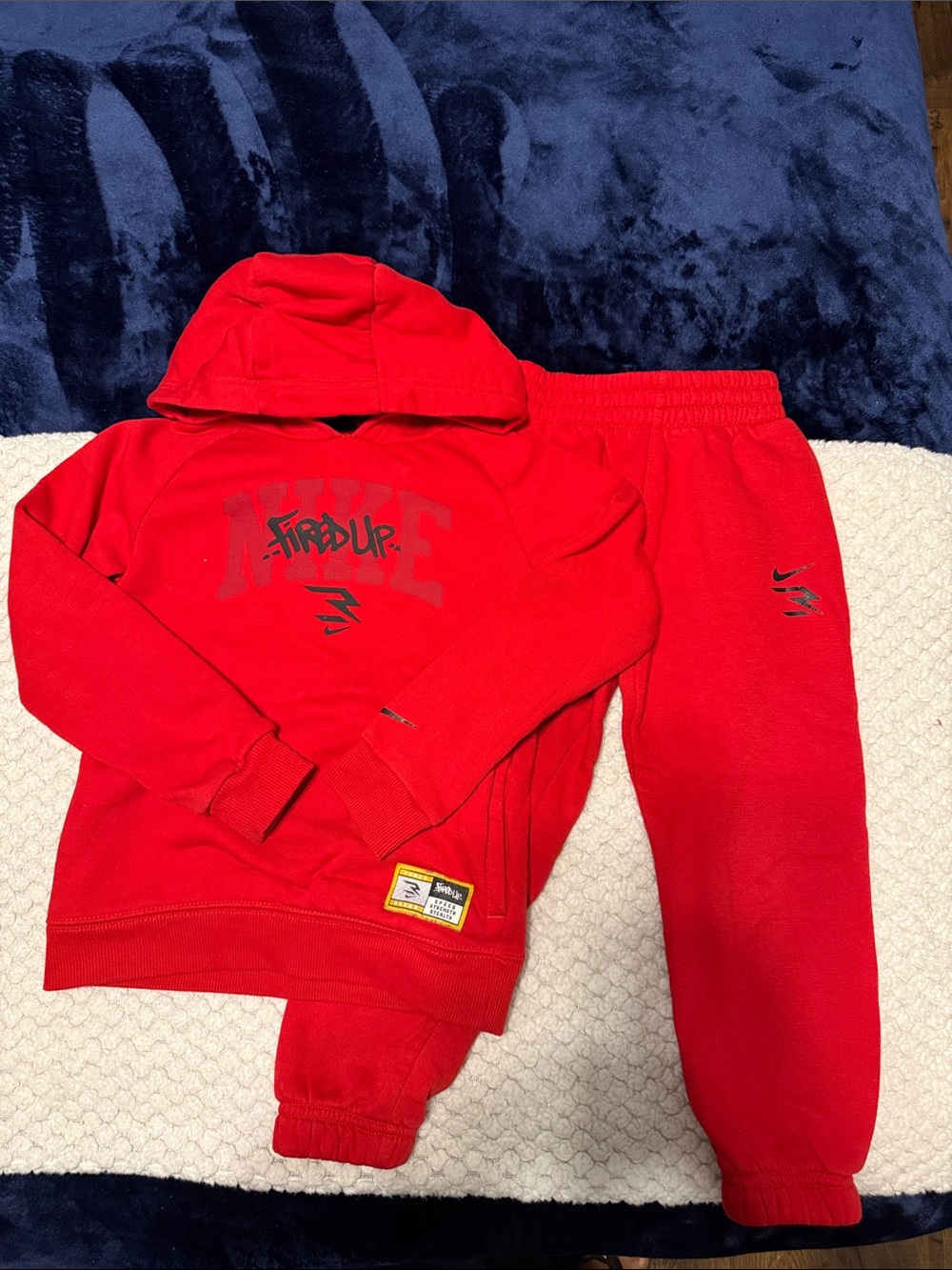 Nike Kids Red Hoodie & Jogger Set - 'Fire Up' Graphic